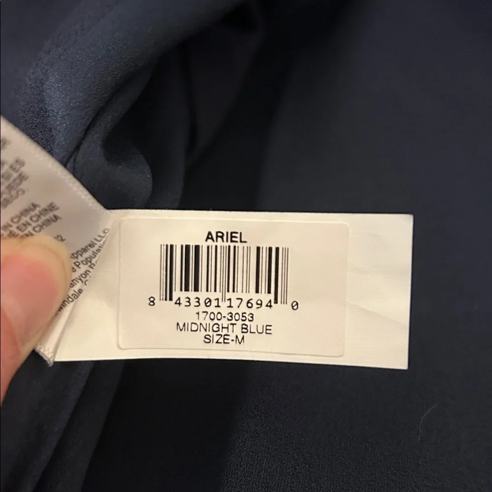 NWT- Dress the Population Navy Blue Sleeveless Faux Wrap Plunge Maxi Dress - Picture 3 of 9